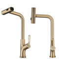 Kitchen Waterfall Faucet With Pull Down Sprayer, Single Handle, 360 Degree Rotating