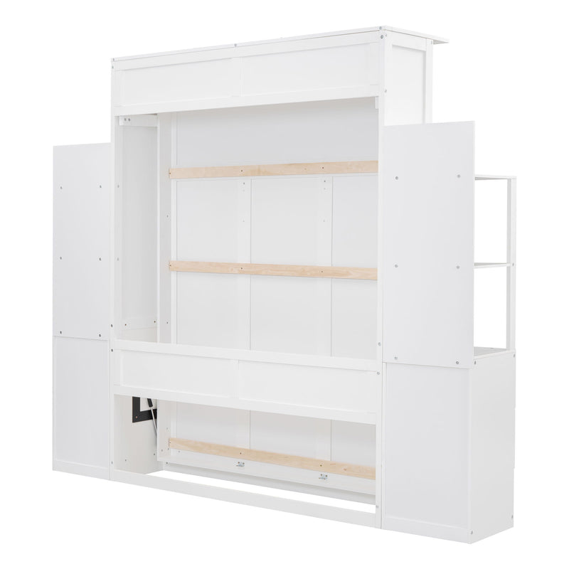 Murphy Wall Bed With Shelves, Drawers And LED Lights