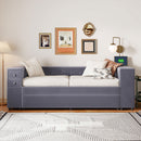 Upholstered Bed With Storage And Twin Trundle, USB Charging Ports