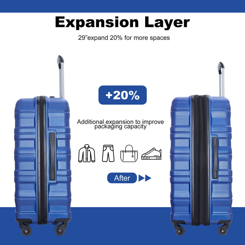 Expandable 3 Piece Luggage Sets Lightweight & Durable Suitcase, Spinner Wheels, Tsa Lock