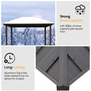 Grill Hardtop Gazebo Outdoor Metal Hard Top Gazebo, Permanent Bbq Gazebo With Galvanized Steel, Aluminum Framed Pavilion With Shelves - Dark Brown