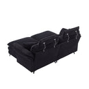 Modern Corduroy Deep Seat Sectional Sofa With Ottoman
