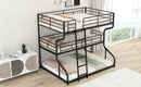 Full XL over Twin XL over Queen Size Triple Bunk Bed with Long and Short Ladder,Black