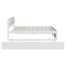 Modern Full Bed Frame With Twin Size Trundle And 2 Drawers For White High Gloss and Washed White Color