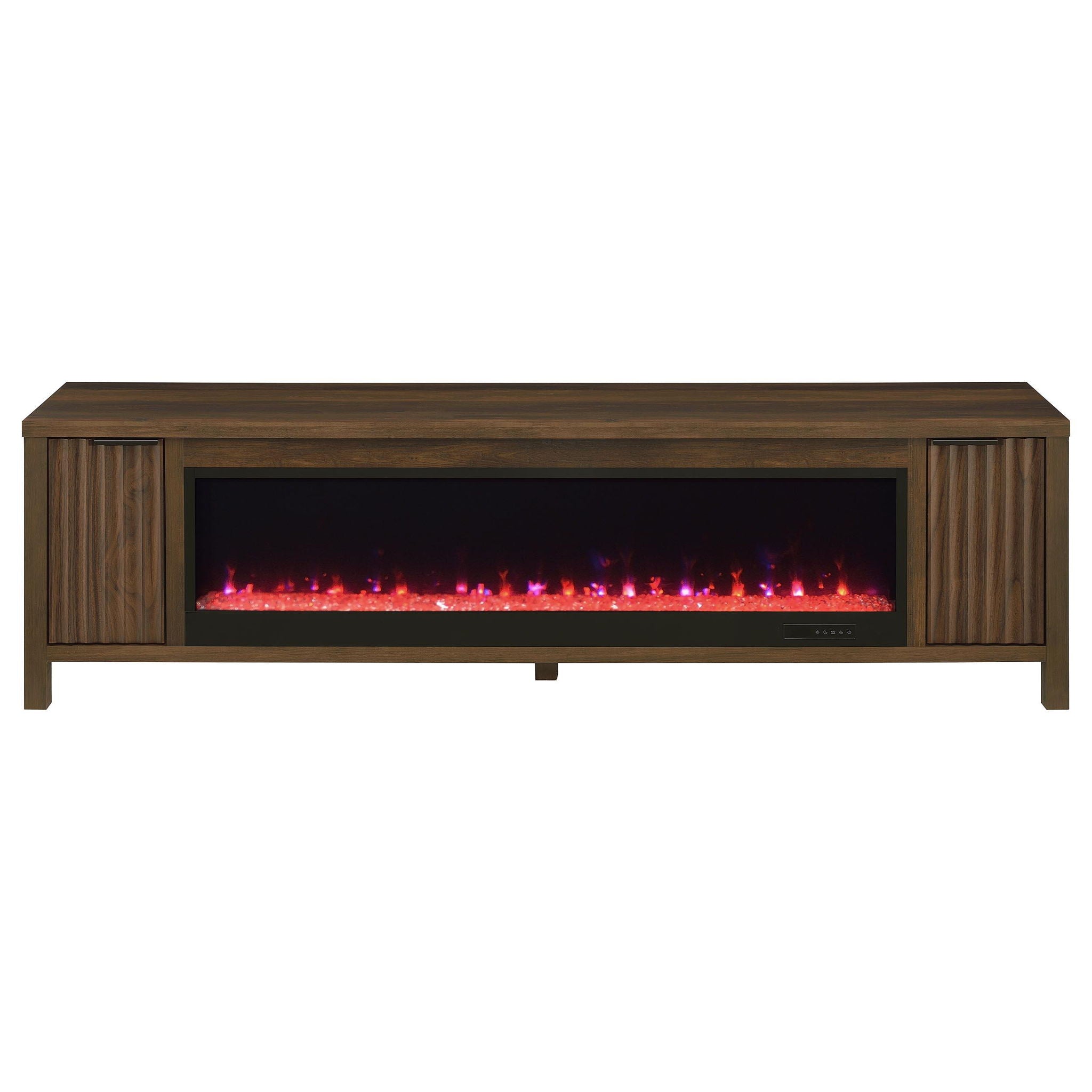 Carey 79-inch TV Stand Fireplace Media Console Dark Pine