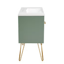 Bathroom Vanity With Resin Sink Combo Set, Modern Freestanding Single Bathroom Cabinet With 2 Drawers & 2 Storage Compartments, Storage Cabinet For Bathroom, Frame Vanity Set - Green