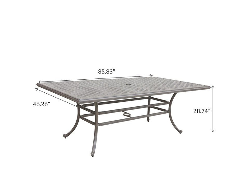 46X86" Cast Aluminum Rectangle Table - Gray