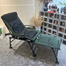 Camping Lounge Chair With Detachable Footrest, Portable Folding Reclining Camping Chair With Adjustable Backrest For Indoor And Outdoor Camping Beach Hiking Fishing - Green / Black