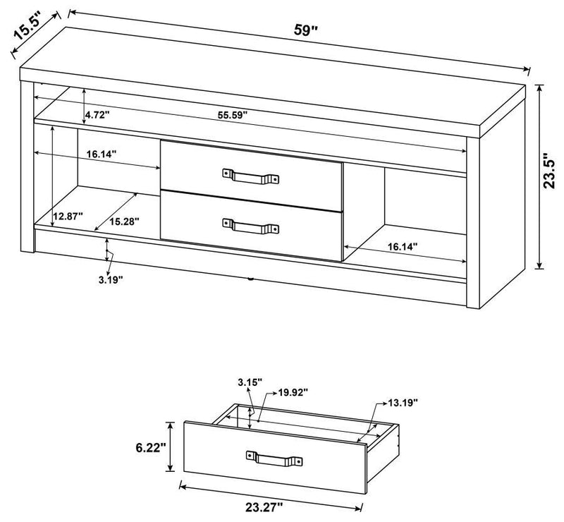 Burke - 2-Drawer Engineered Wood TV Stand - Gray Driftwood - Atlantic Fine Furniture Inc