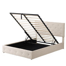 Queen size Upholstered Platform bed with a Hydraulic Storage System - Beige