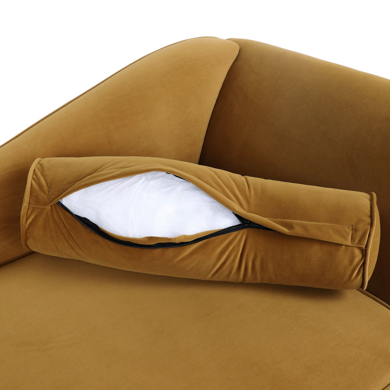 Auroral - Velvet Upholstered Chaise Lounge With Scrolled Arms And Tapered Legs