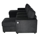 Convertible Sectional Sofa With Storage Chaise Lounges And USB Ports