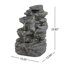 Concrete Rock Waterfall Fountain With LED Lights, Outdoor Garden Decor