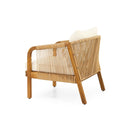 Acacia Wood And Wicker Outdoor Club Chair, Deep Seating With Soft Cushion, Porch Chairs For Garden, Backyard Porch Balcony - Brown / Beige