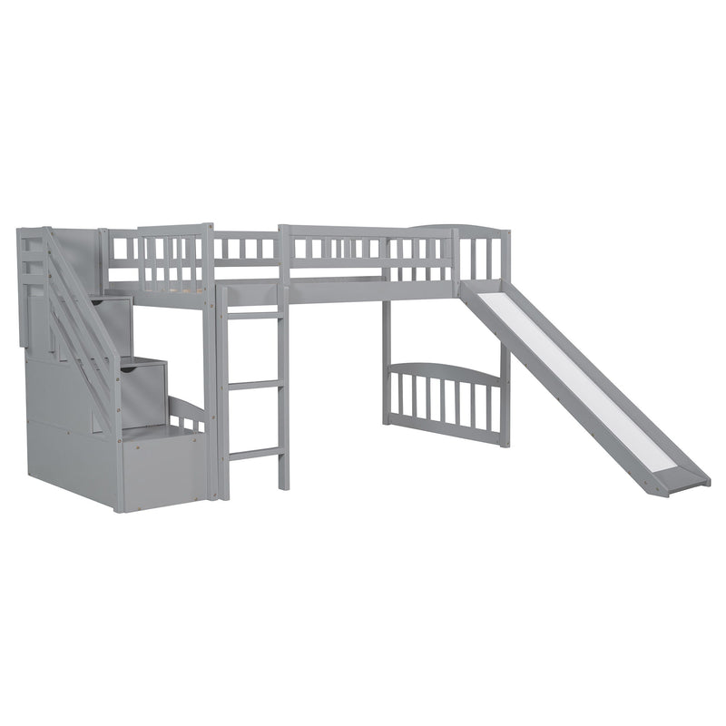 Loft Stairway Bed With 2 Drawers And Slide