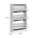 Narrow Shoe Storage Cabinet With Mirror, Wood Slim Shoe Rack 3 Tier Shoe Organizer For Home And Apartment - White