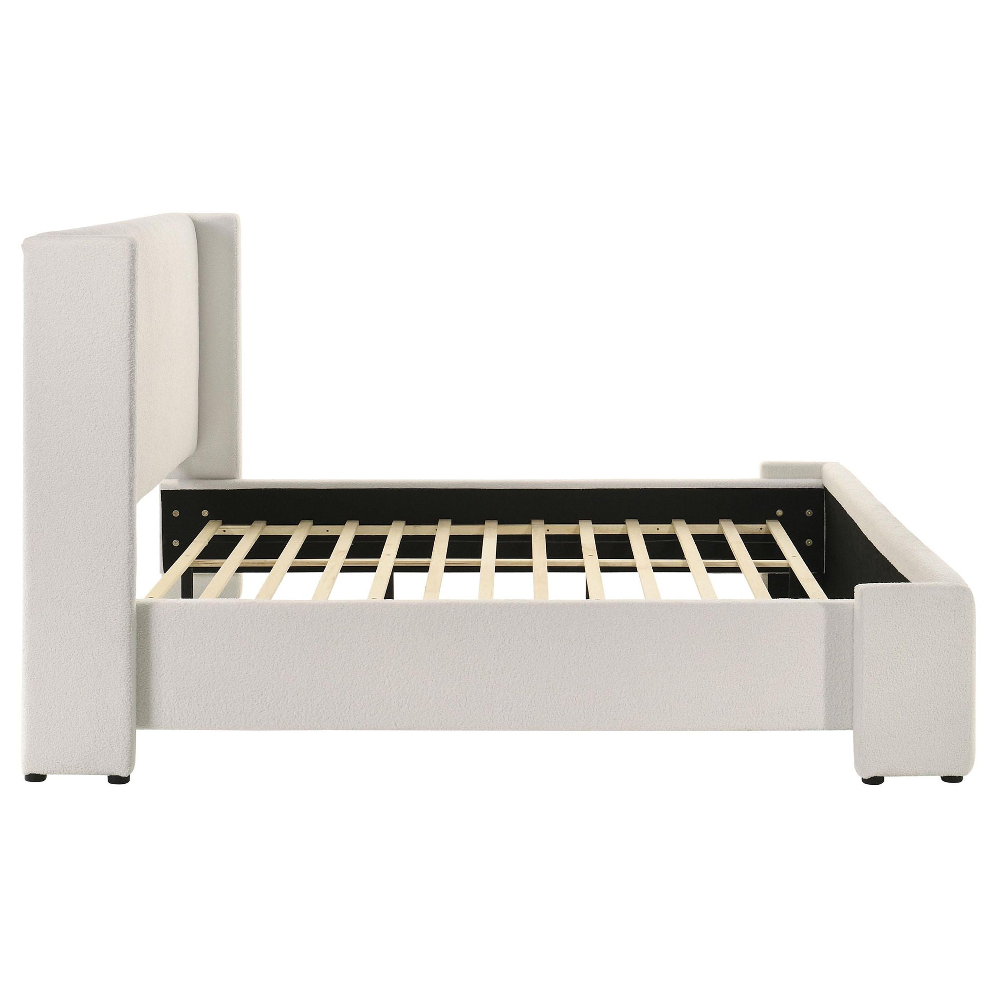 Alamosa Boucle Upholstered Eastern King Platform Bed White