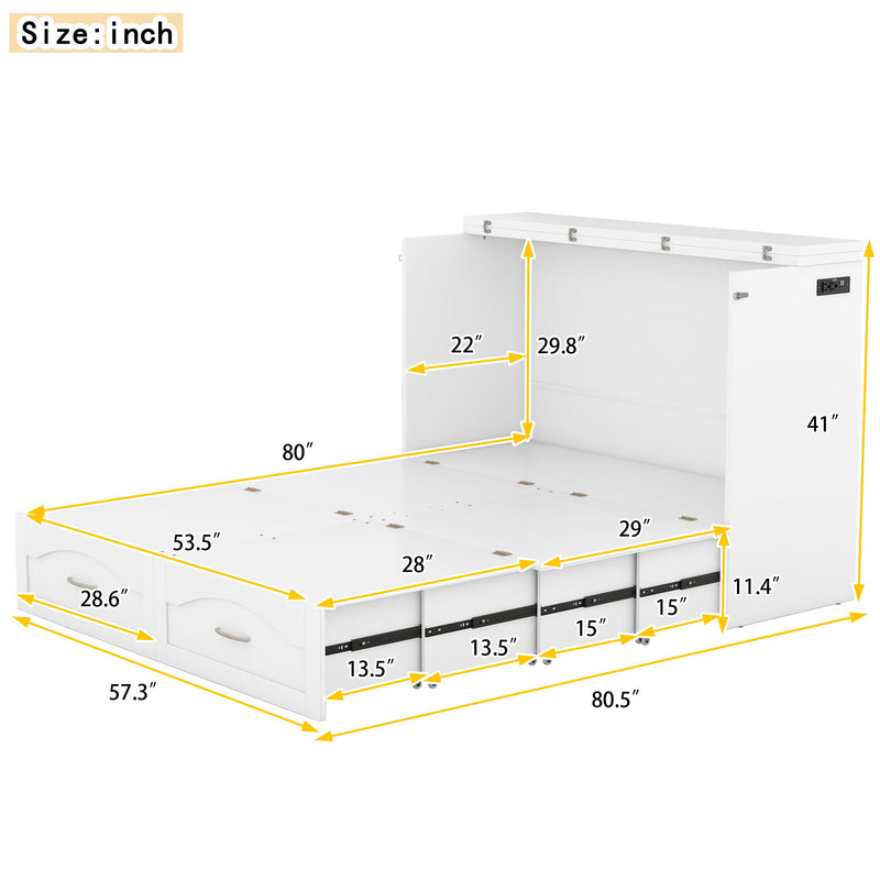 Murphy Wall Bed With Drawer And A Set Of Sockets & USB Ports, Pulley Structure Design