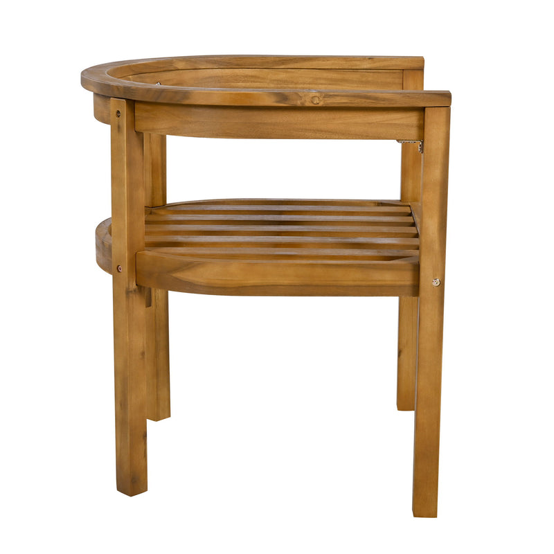 Abaco - Outdoor Patio 7 Pieces Dining Set With Chairs And Table - Teak / Beige