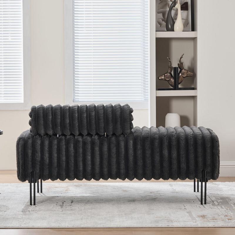 Mini Loveseat With Adjustable Backrest - Charcoal
