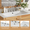 Bathroom Vanity With Ceramic Sink, Freestanding Cabinet - Antique Natural / Brown