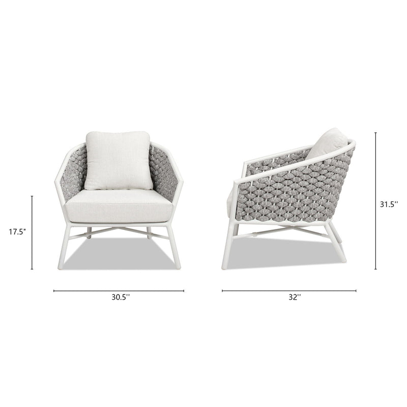 Rowan - Rope Barrel Back Patio Accent Arm Chair (Set of 2) - Optic White