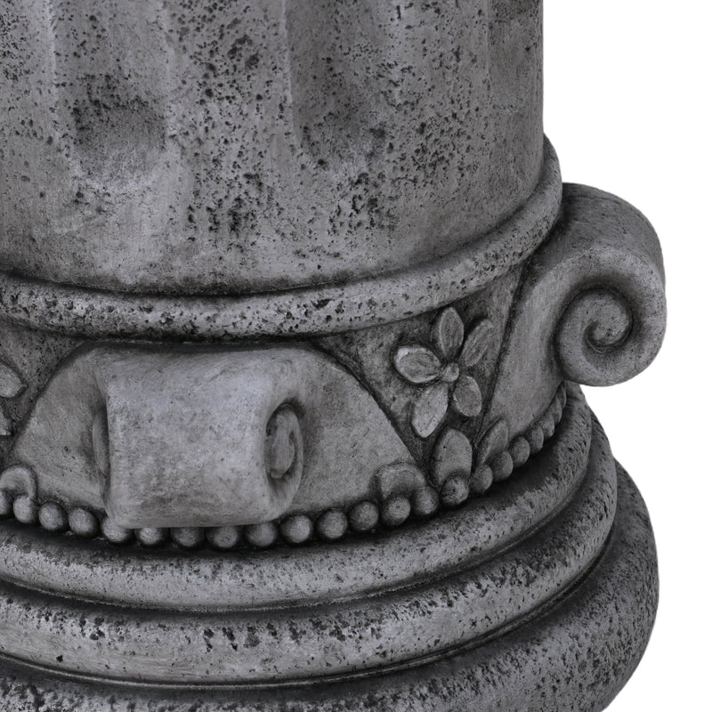 Outdoor End Table, Round Side Table For Patio And Garden - Antique Grey