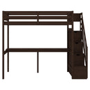 Twin Size Loft Bed with Storage Staircase and Built-in Desk, Espresso (Old SKU:GX000903AAP)