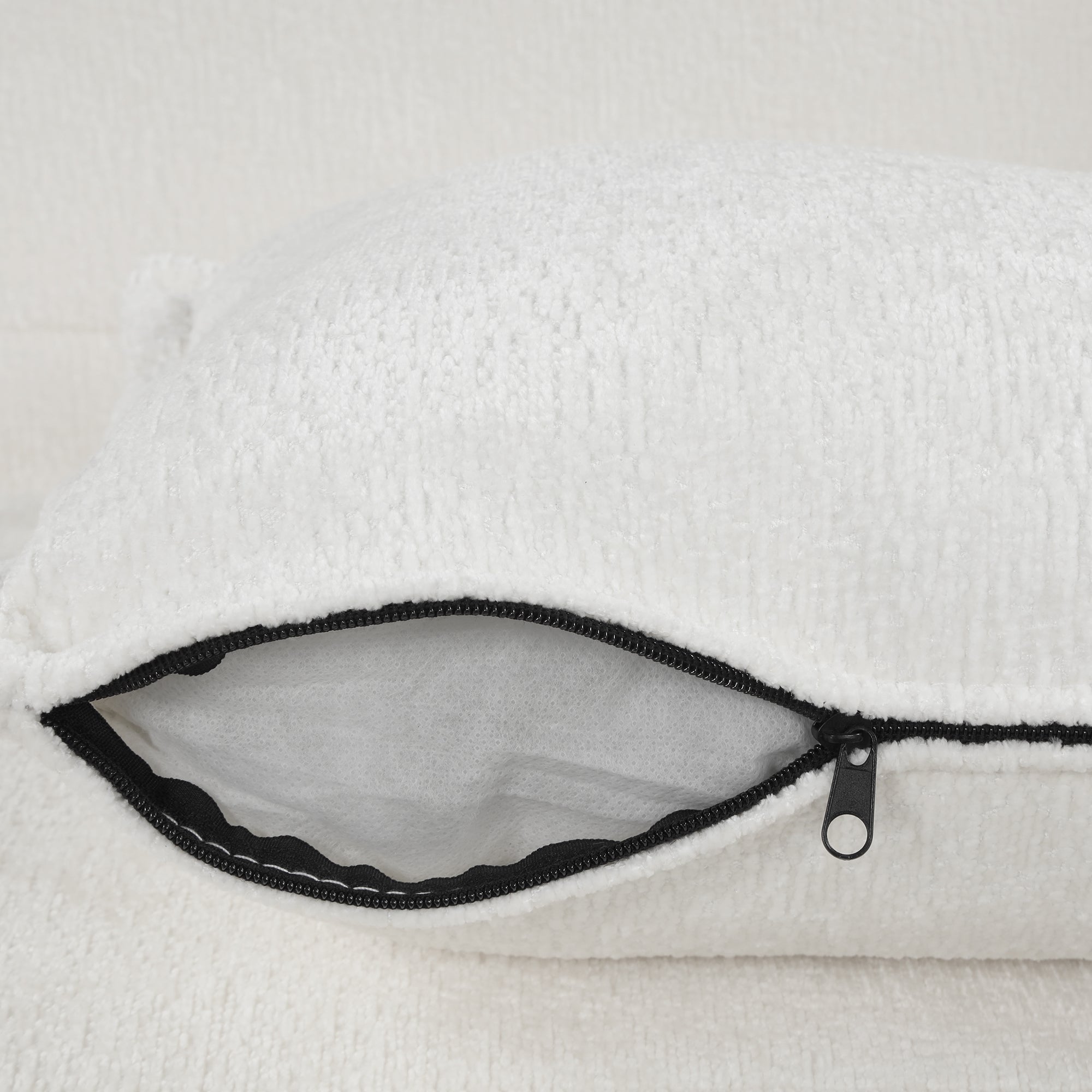 Free-Combined Sectional Sofa 5-seater Modular Couches with Storage Ottoman, 5 Pillows for Living Room, Bedroom, Office, Cream