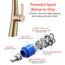 Elegant Single Handle Stainless Steel Pull Out Kitchen Faucet With High Arch Spout