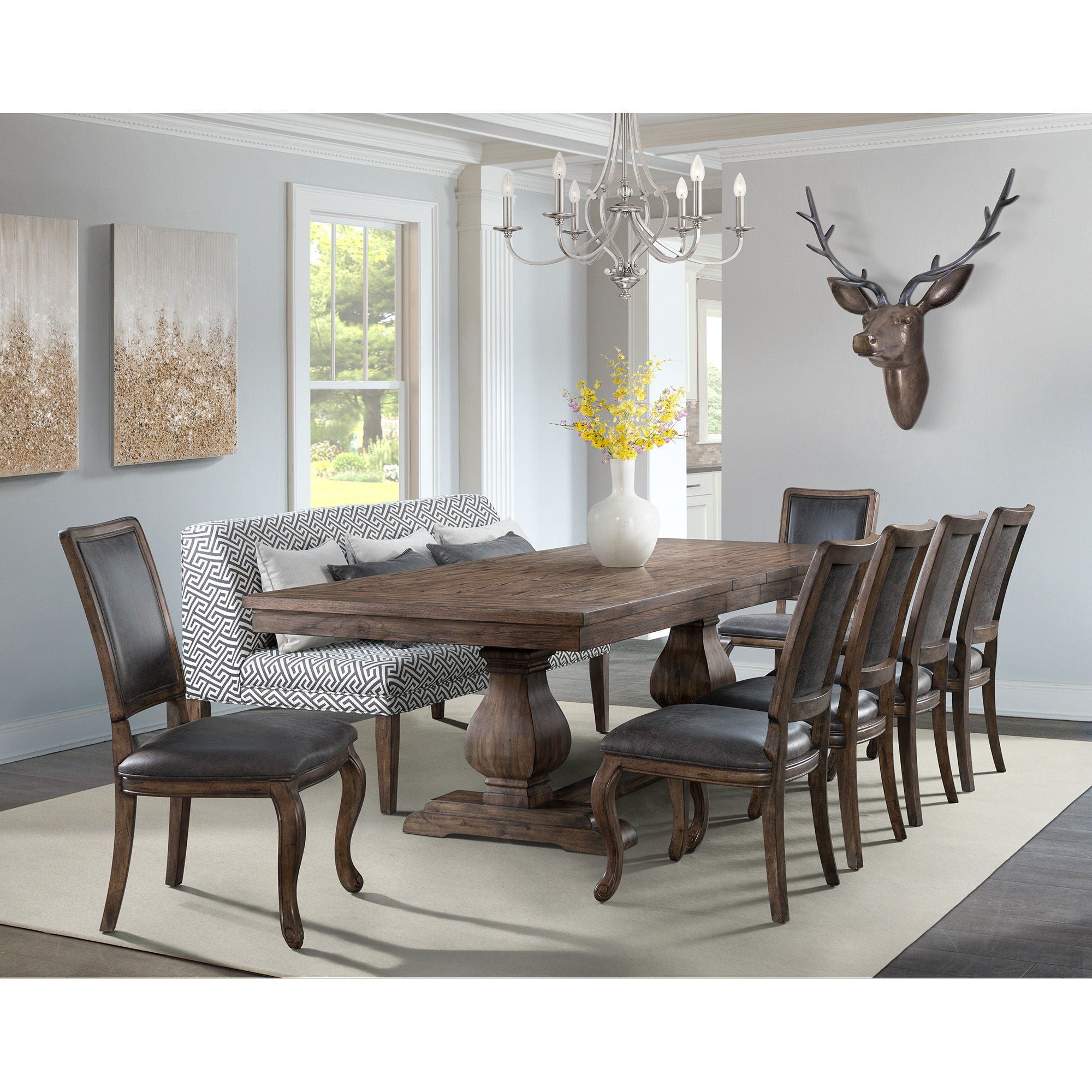 Gramercy - Upholstered Dining Settee - Dark Brown