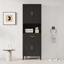 Freestanding Tall Bathroom Cabinet With Soft Close Doors And Adjustable Shelves