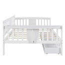 Full size Daybed with Two Drawers, Wood Slat Support, White