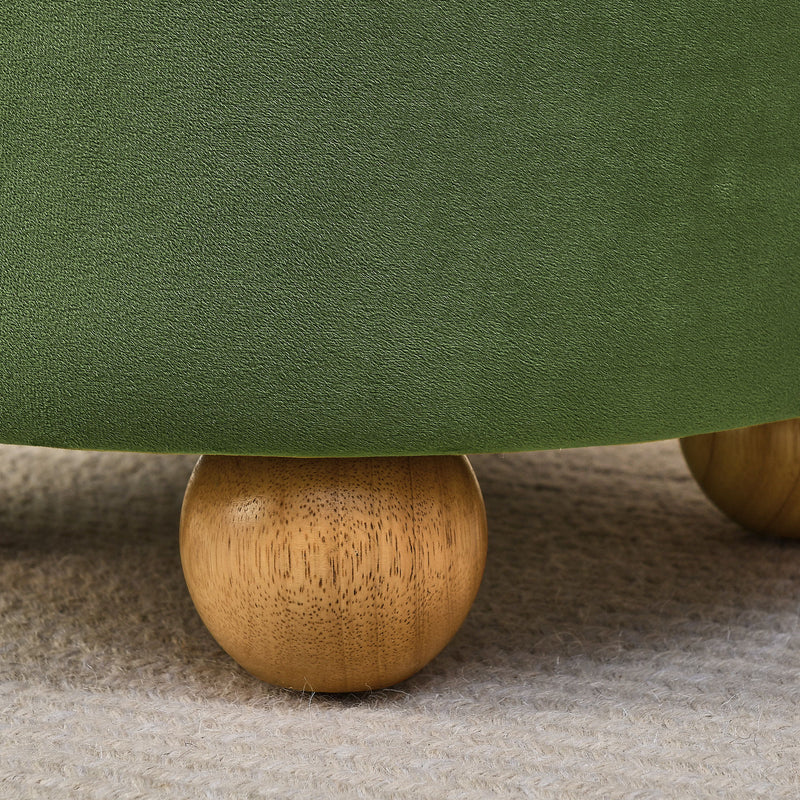 Modern Round Linen Storage Ottoman With Table Top Lid And Storage Space