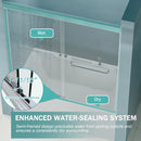 Double Sliding Bathtub Shower Door, Semi Frameless Bypass, 1 / 4" (6Mm) With Explosion - Proof Film, Adjustable Aluminum Alloy Frame
