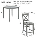 5 Piece Dining Table Set, Wooden Dining Square Table Set For 4