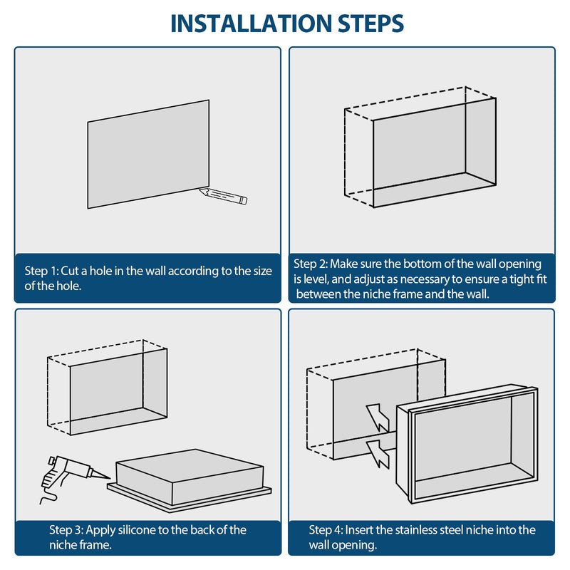Modern Stainless Steel Shower Niche Double Shelf For Bathroom