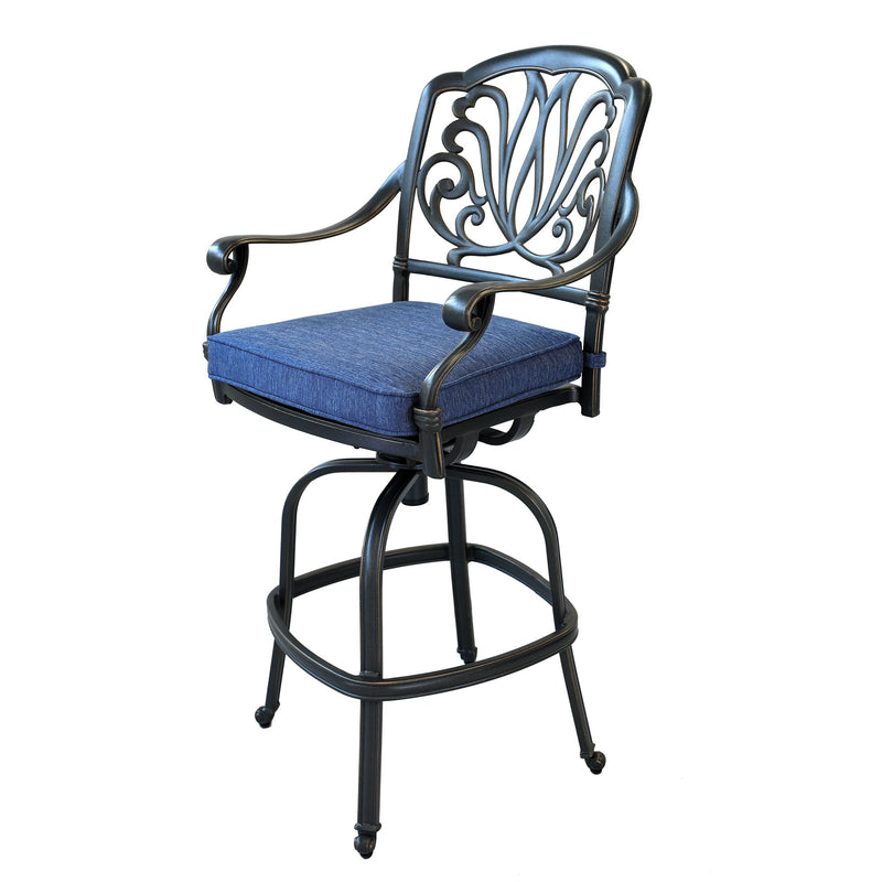 Patio Outdoor Aluminum Swivel Bar Stool With Cushion (Set of 2)