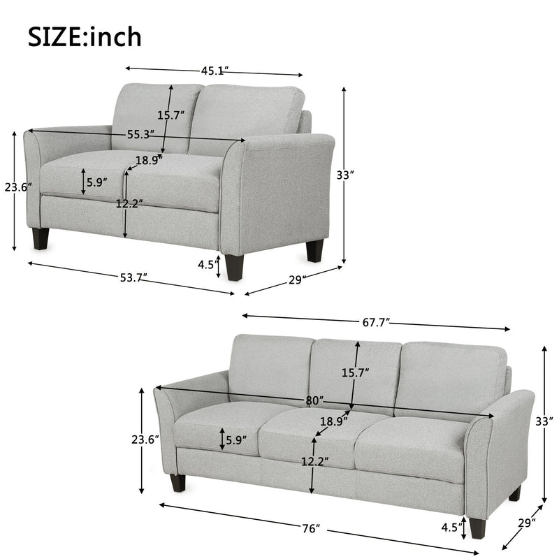 Living Room Furniture Loveseat Sofa And 3 Seat Sofa