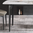 70.87" Modern Artificial Stone Pandora White Curved Black Metal Leg Dining Table - Antique White