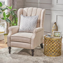Light Beige Tufted Fabric Arm Chair Recliner