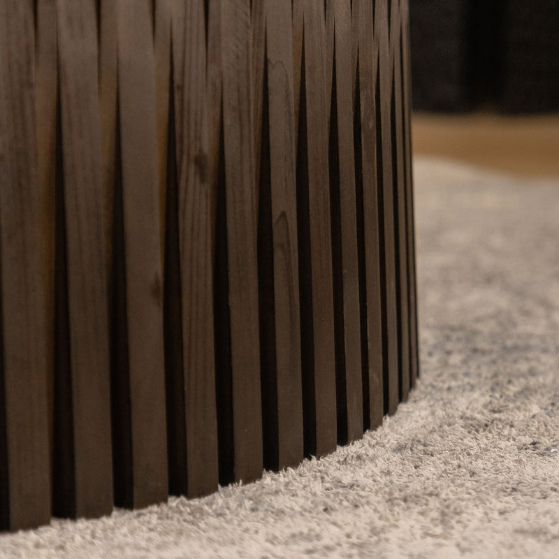 Cylindrical Coffee Table With Vertical Texture Relief