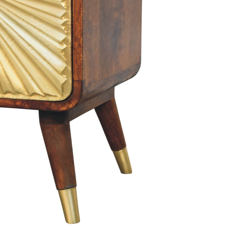 Avora - Brass Embossed 2 Drawer Nightstand - Brown / Golden