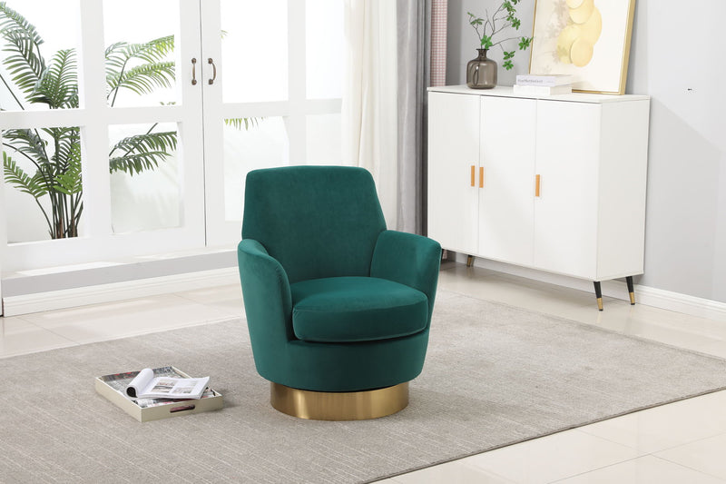 Swivel Barrel Chair, Swivel Accent Chairs Armchair For Living Room, Reading Chairs For Bedroom Comfy, Round Barrel Chairs With Gold Stainless Steel Base