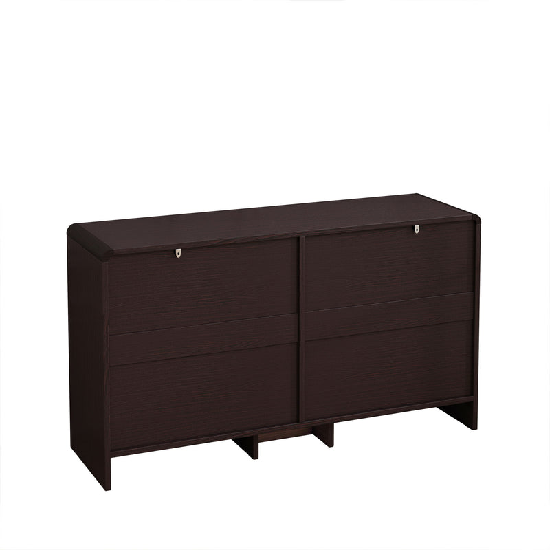 Modern Arc Shaped Corner Rattan Cabinet With 6 Drawers