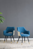 Side Chair, Living Room Bedroom Kitchen Vanity Accent Chair (Set of 2) - Blue