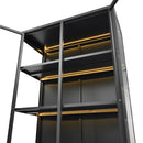Modern Style Tall Steel Display Cabinet With Double Glass Doors, LED Lights