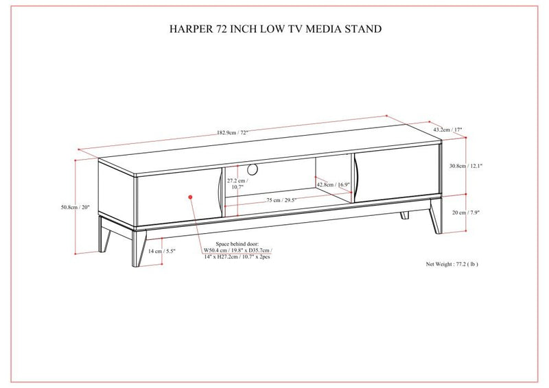 Harper - Low TV Media Stand - Walnut Brown