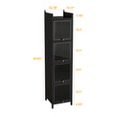 Glass Door Cabinet With Tier Storage