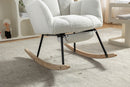 Teddy Fabric Rocking Chair With Adjustable Footrest - Ivory